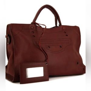 Balenciaga classic city Burgandy Leather Bag-rare